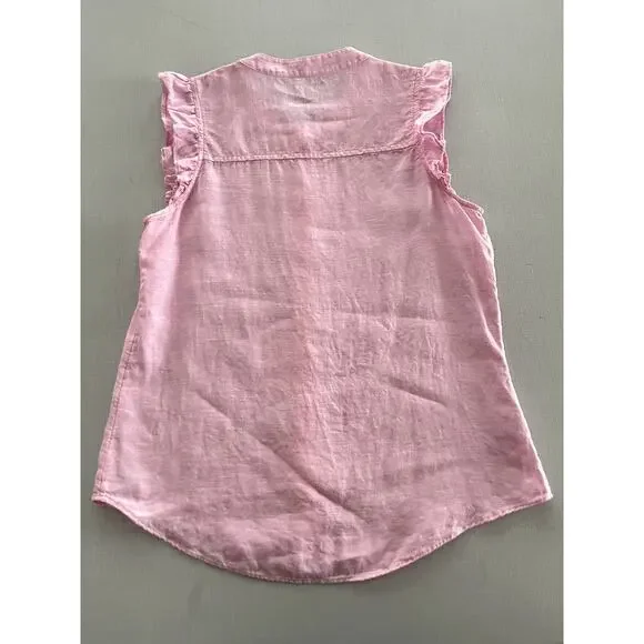 Lilly Pulitzer Sz S Briette Linen Button Down Shirt Pink Classic Vacation Resort - Picture 6 of 12